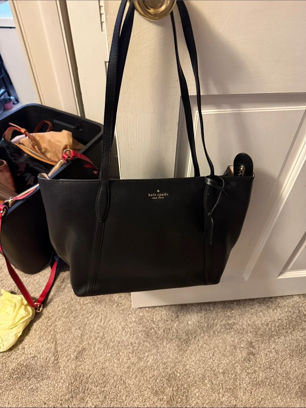 kate spade Black Leather Shoulder Tote